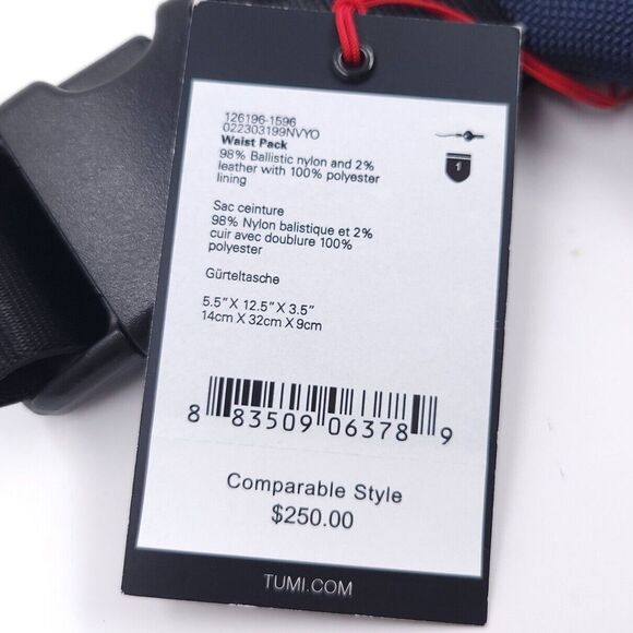 TUMI Waist Pack Navy Blue Fanny Pack Mens One Size - Picture 7 of 7